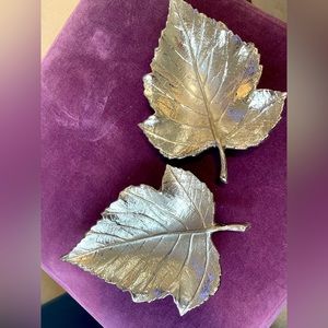 2 Metal Leaf Candy Dishes New Never Used